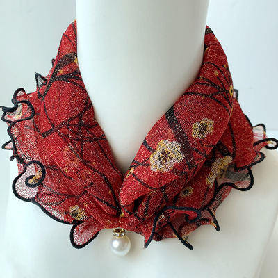 Scarf Women's Autumn and Winter Korean Style Mesh Turtleneck Scarf Neck Sleeve Cervical Scarf Spring Thin All-match Pendant Scarf