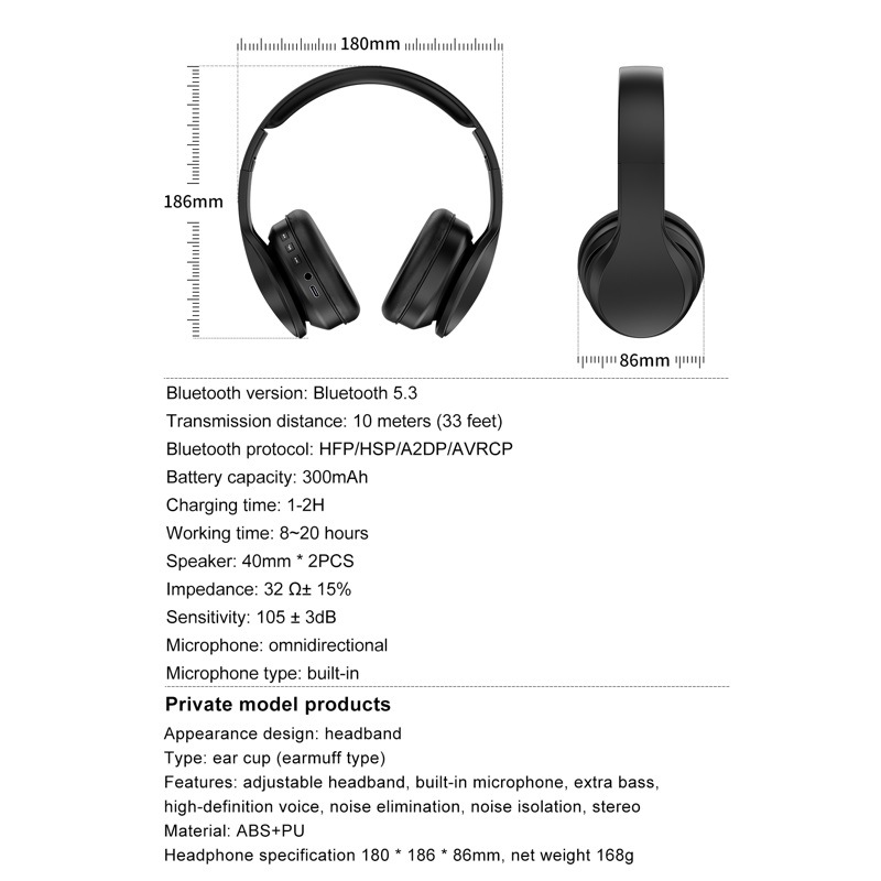 Bluetooth Headset type-c Fast Charging Wireless Headset Headset Subwoofer Game Gift Foreign Trade Cross-border Private Model BT