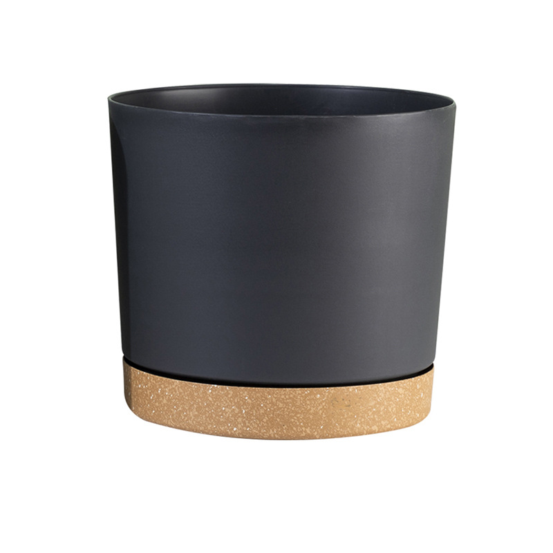 Global Anthony Flower Pot Straight Resin Round Flower Pot Balcony Planting Vegetables and Succulent Flowers Potted Flower Pots with Trays