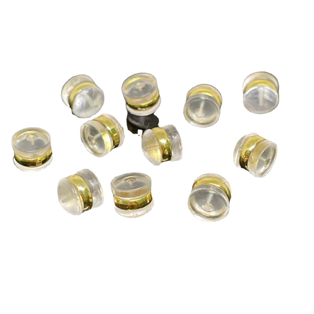 Copper golden edge hamburger ear plug diy earrings accessories transparent plastic anti-drop anti-allergy Korean style ear studs back plug wholesale