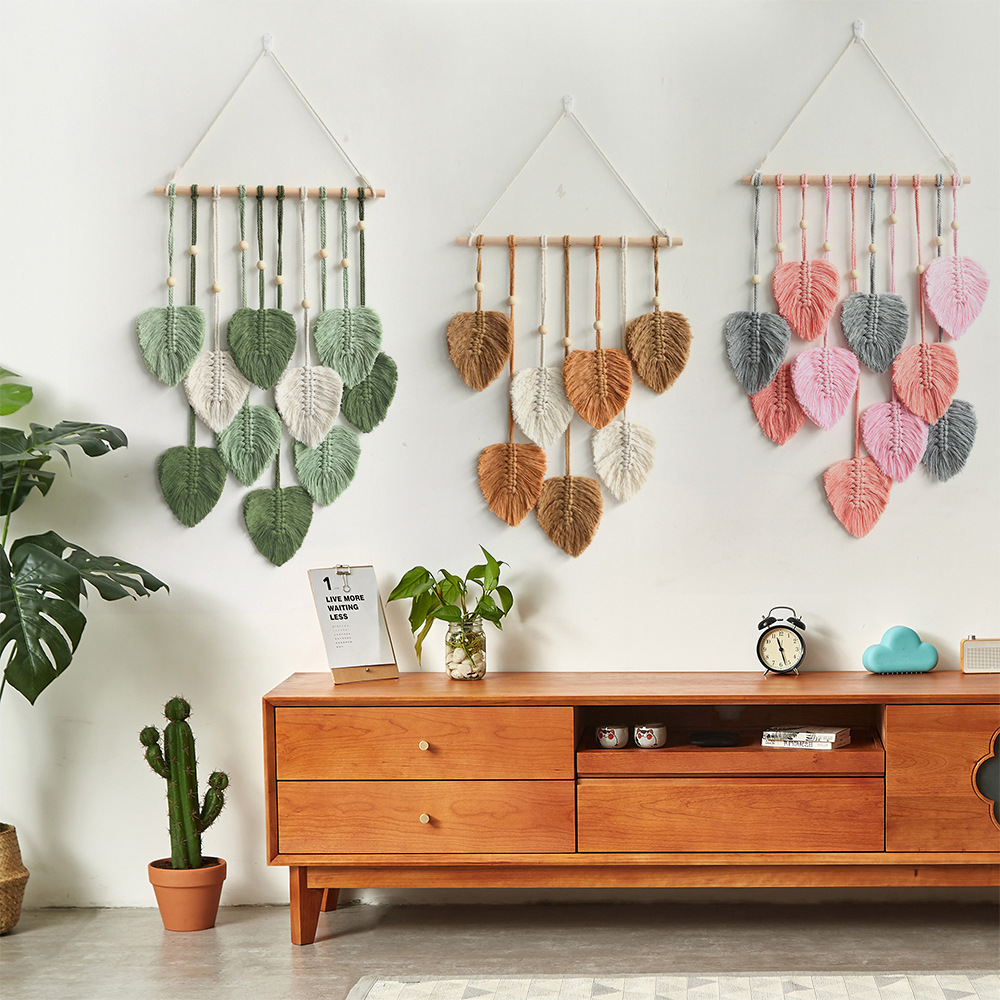 New creative hand-woven cotton rope leaf tapestry bohemian home wall decoration room wall hanging