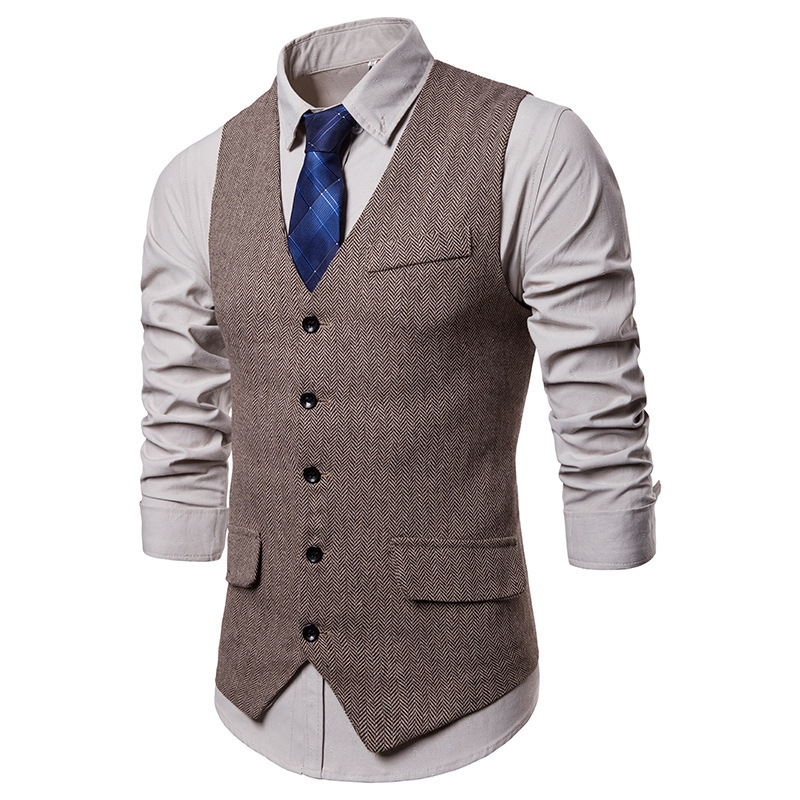 2023 Autumn New AliExpress men's European and American fashion plus size single-breasted vest men's V-neck suit vest