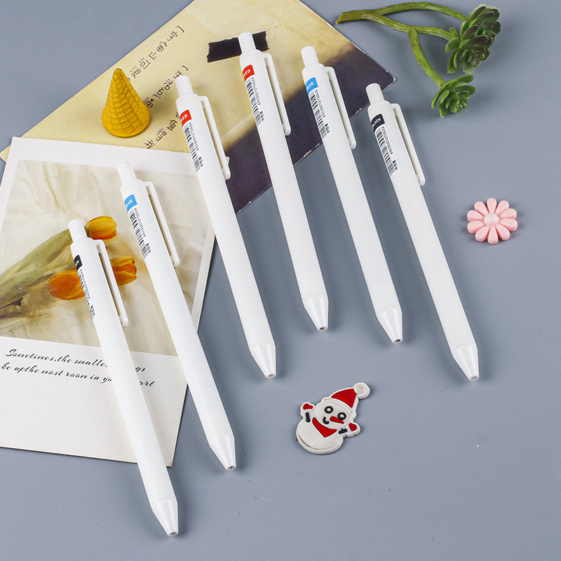 Brush small white pen ST head quick-drying press pen simple press sign pen student stationery gel pen black red blue
