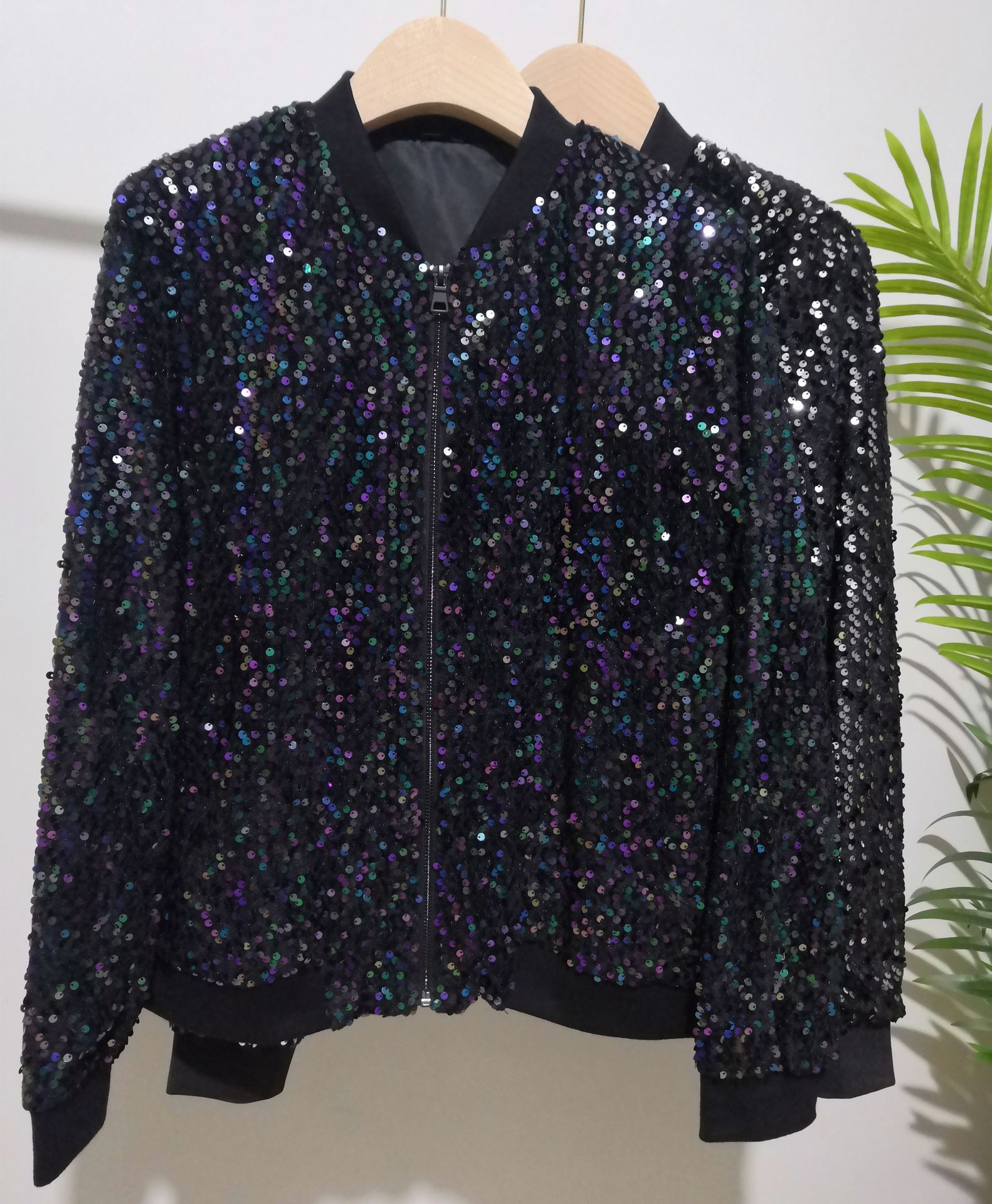 European and American style spring and autumn hip hop performance clothes top women's velvet sequined embroidered jacket coat fashion