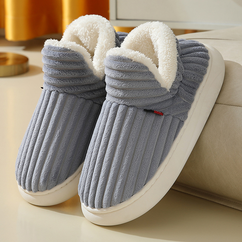High-heeled Cotton Slippers Foreign Trade Cross-border Fleece-lined Home Non-slip Moon Shoes Indoor Warm Shoes Women's Cotton Shoes Men's