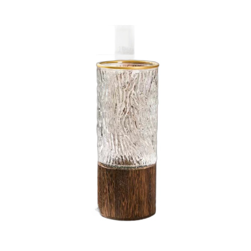 Creative ins style glass dried flower bottle living room decoration with wooden base high-grade desktop