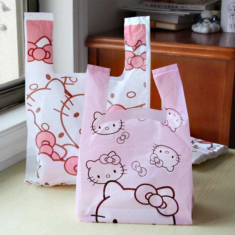 Garbage bag household portable cute cartoon vest bag plastic bag ins style girl small size pink vest bag