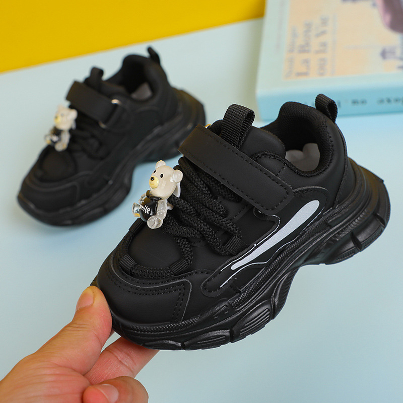 Girls sneaker children leather running shoes 2023 autumn new children's shoes 1-6 years old 3 men's treasure toddler shoes