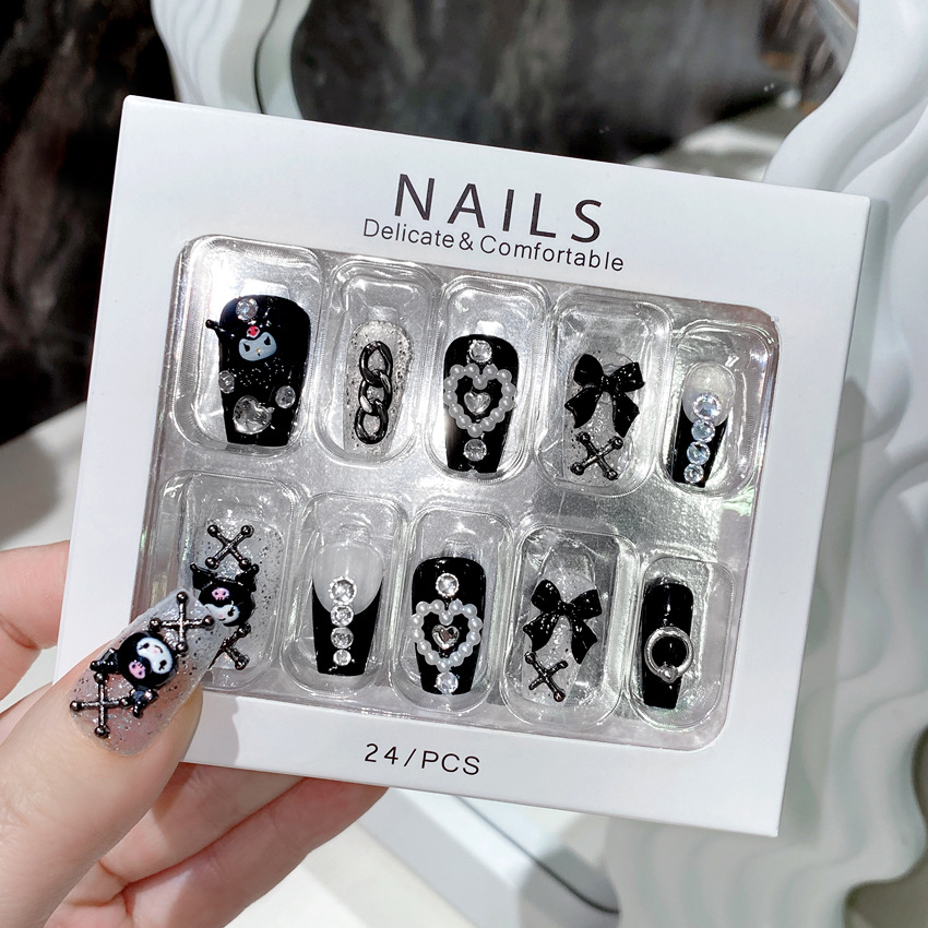 Handmade Manicure Wearing Nail Pieces Fake Nail Stickers Cartoon Dark Dark Cute Fake Nail Finished Nail Patch U43