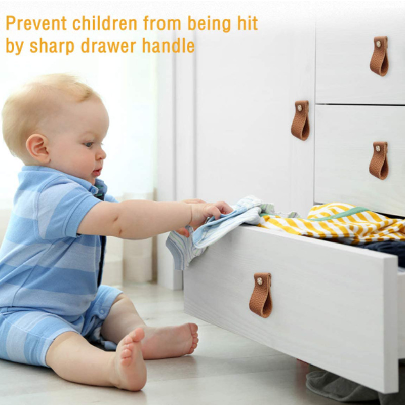 Suitable for cabinet wardrobe drawer leather door handle anti-collision retro furniture drawer handle with nut screw