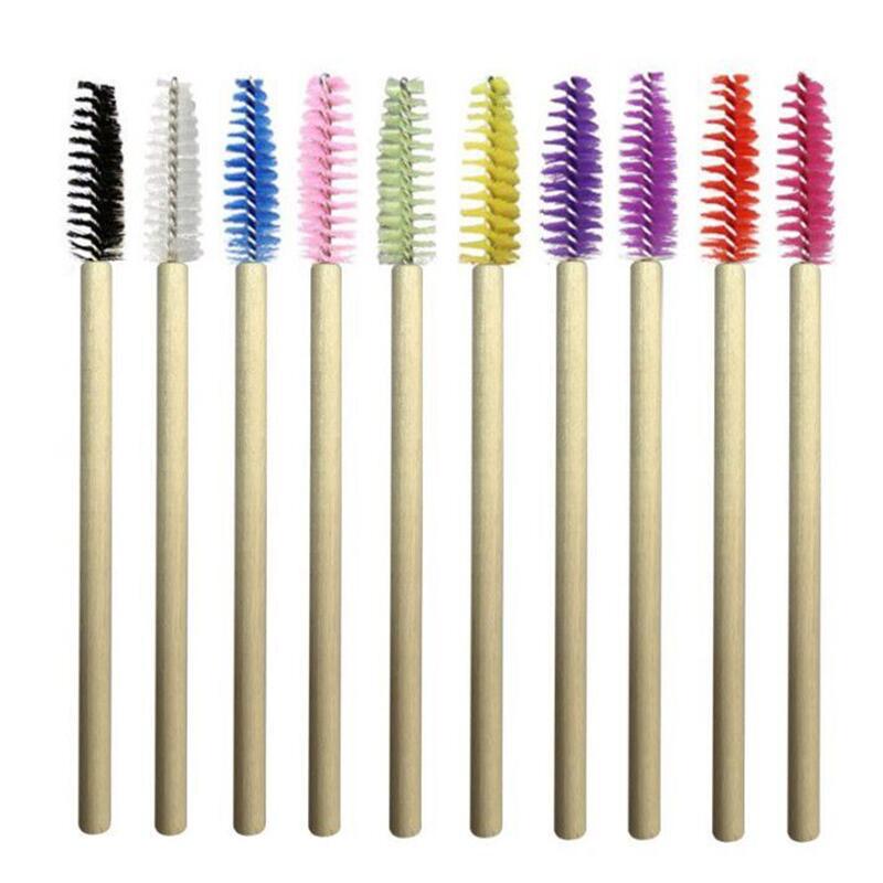 Factory wholesale disposable mascara brush bamboo handle eyelash comb solid bamboo rod eyelash roll solid spiral eyebrow brush