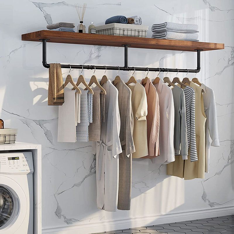 Cross-border industrial wind clothing store display rack wall hangers manufacturers water pipe hangers wall hanging racks wholesale