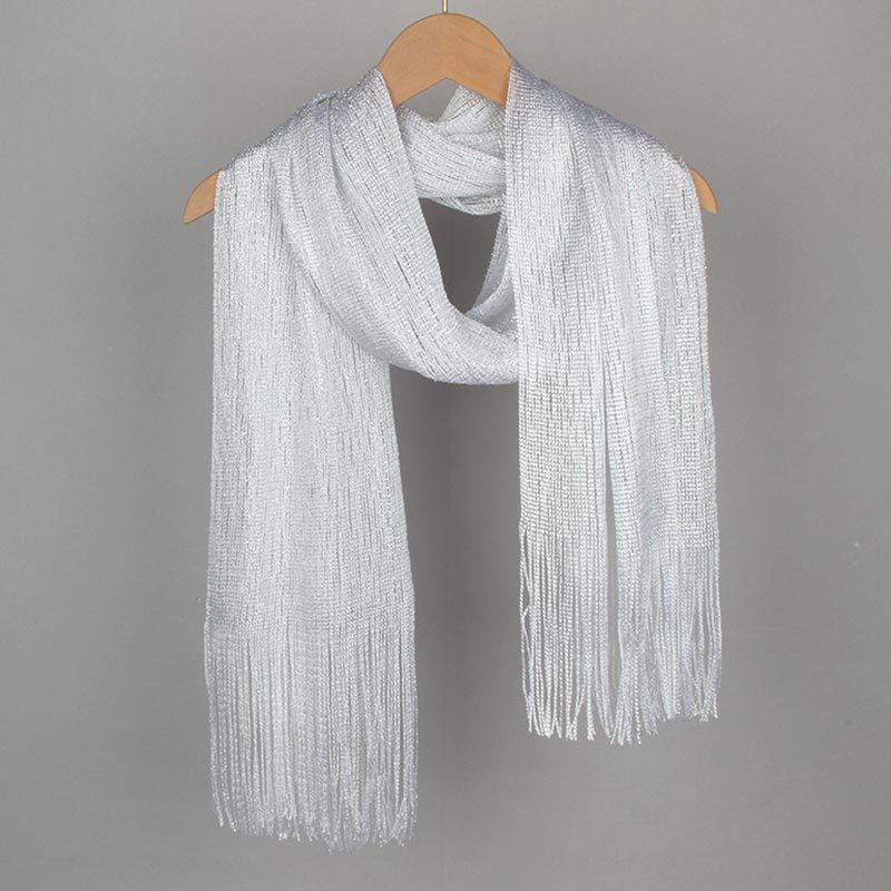 New 2025 Bright Silk Scarf Gold and Silver Silk Tassel Thin Shawl Fashion Bag Hood Polyester Scarf Multicolor in stock