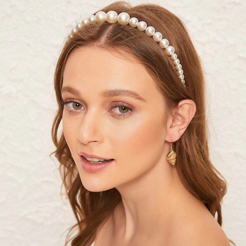 European and American Cross-border Pearl Headband Three-piece Set Handmade Pearl Headband Size Pearl Pressing Hair All-match Headband Women