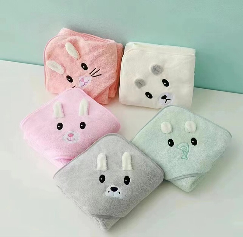 子供用バスタオル新生児抱きコーラル刺繍漫画フード付き蹴り防止マント柔らかい吸水入浴家庭用|undefined