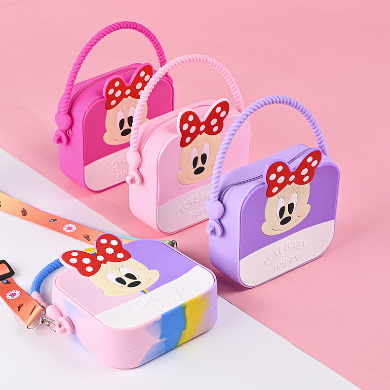 2023 New Cartoon Silicone Handbag Shoulder Crossbody Cute Children's Storage Portable Cartoon Silicone Bag