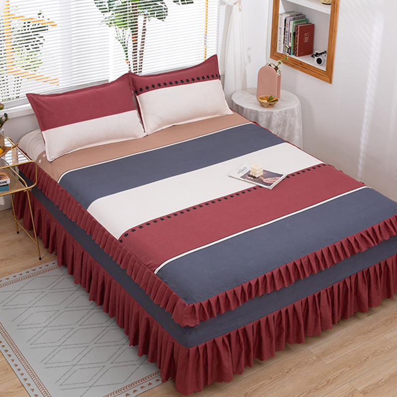 Bed Skirt Bed Cover Three-Piece Set Simmons Protective Cover Double Bed Cover Small Lace Bed Cover Korean Style Bed Skirt 1.8 Bed 2.0