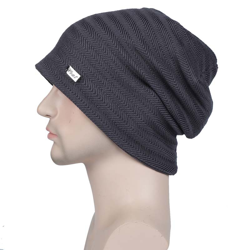Autumn and winter hat men's knitted hat fleece-lined wool hat warm pile hat women's bag head hat outdoor pullover hat skiing