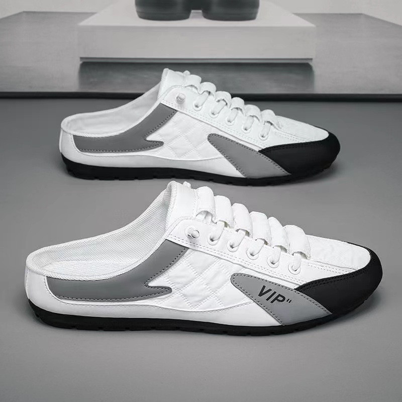 2025 Spring and Summer Men's Flat Casual Shoes Trendy Soft Bottom Driving Shoes Half Shoes Men's Trendy Shoes Bean Shoes