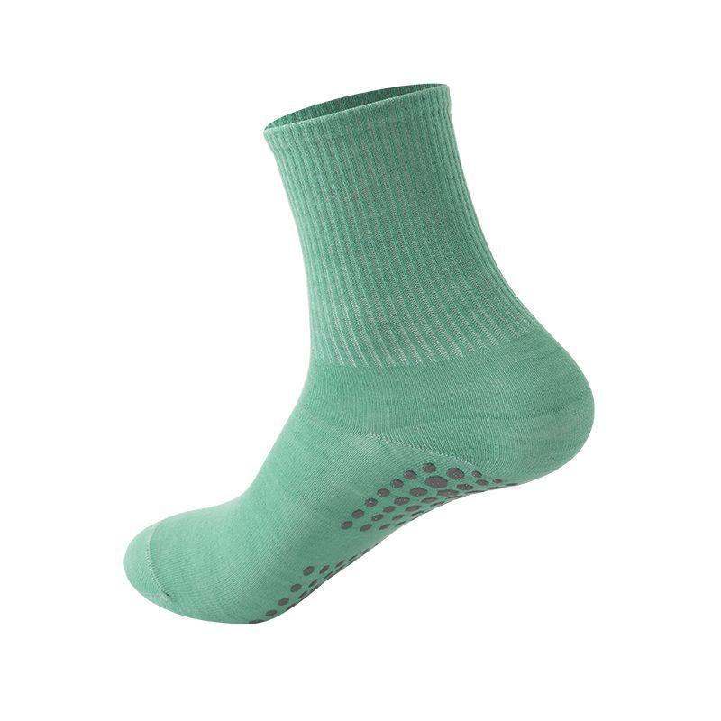 Professional Yoga Socks Silicone Bottom Non-slip Jumping Sports Mid-length Socks Solid Color Cotton Socks Women's Indoor Fitness Trampoline Dance