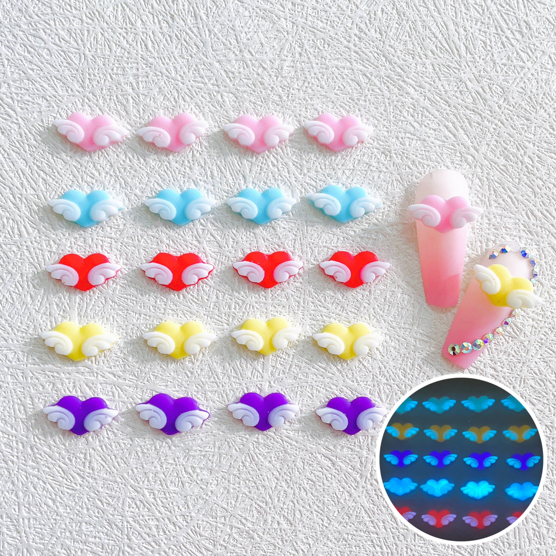 New Spot Luminous Love Angel Wings Nail Art Jewelry Fantasy Angel Wings Hairpin diy