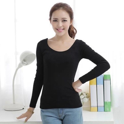 Autumn Women's Color Slim-fit Long-sleeved T-shirt Women's Top Base Shirt Round Neck V-neck Stall Supply