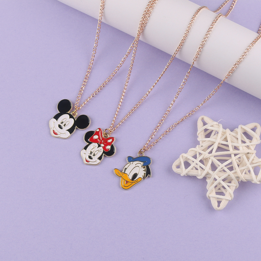 Cartoon Mickey Mouse Mickey Donald Duck oil dripping alloy necklace childlike fashion animation student sweatshirt chain accessories
