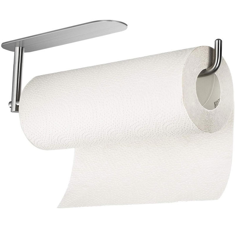 Cross-border punch-free 304 stainless steel kitchen tissue holder cabinet kitchen supplies bathroom wall-mounted roll paper holder