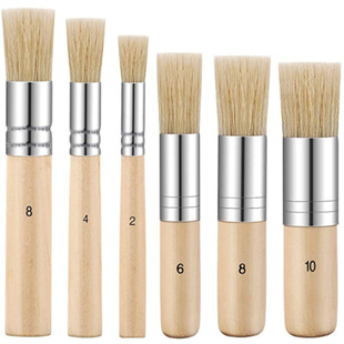 Cross Border 3 Pig Hair Brush Wooden Pole Pig Bristle Brush Set Watercolor Acrylic Brush