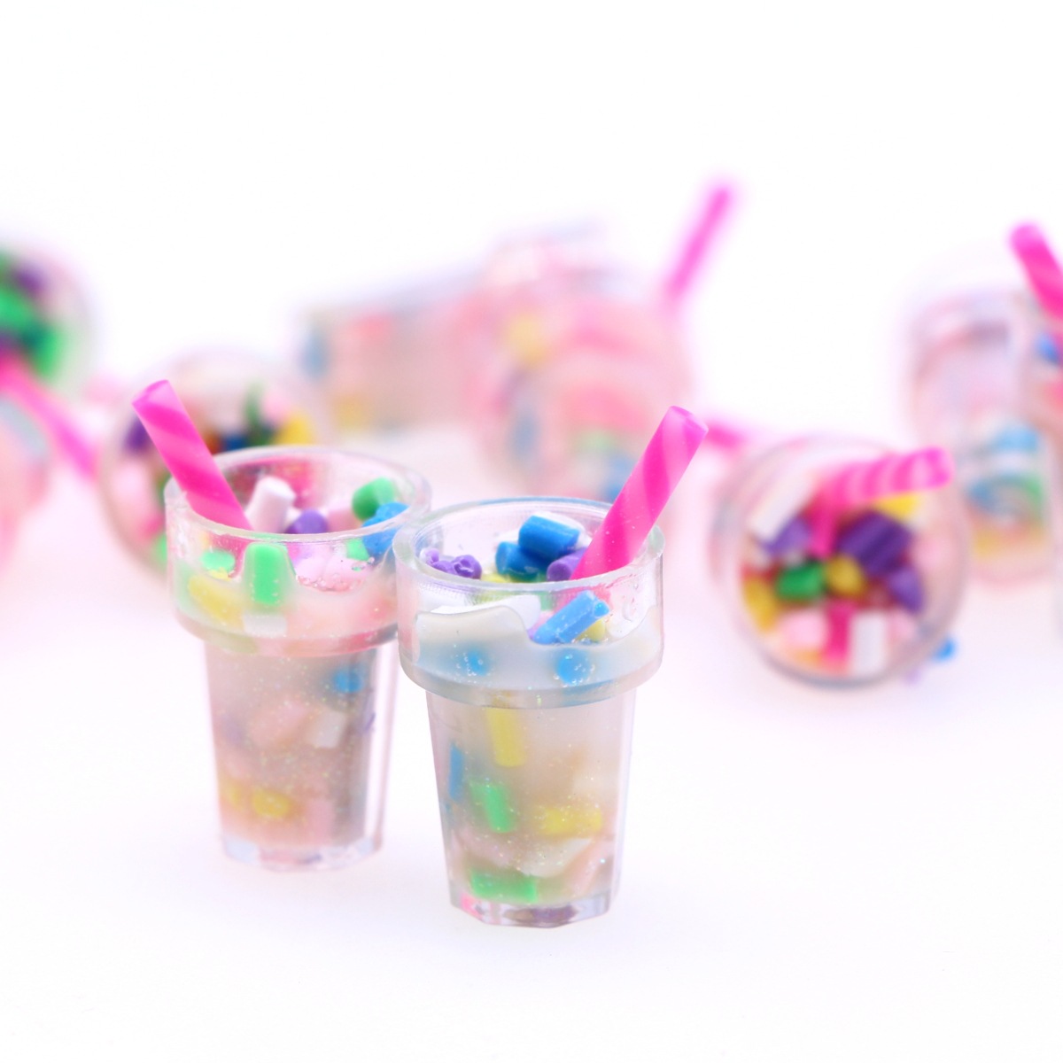 Doll House mini simulation resin milk tea drink DIY key chain accessories miniature food play scene props model - ShopShipShake