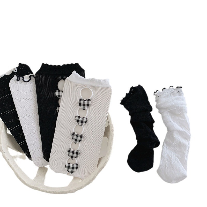 Girls socks Korean Lolita children's calf socks 2223 summer new mesh breathable lace JK socks