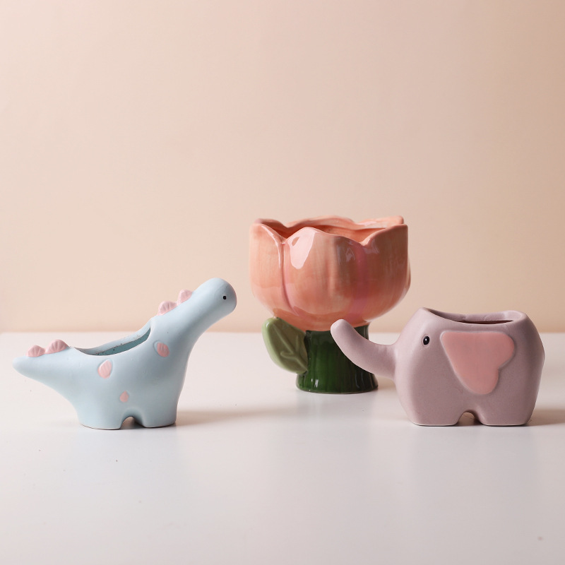 クリエイティブins風多肉セラミック植木鉢かわいい動物鉢サボテン多肉植物鉢テーブルベランダ装飾|undefined