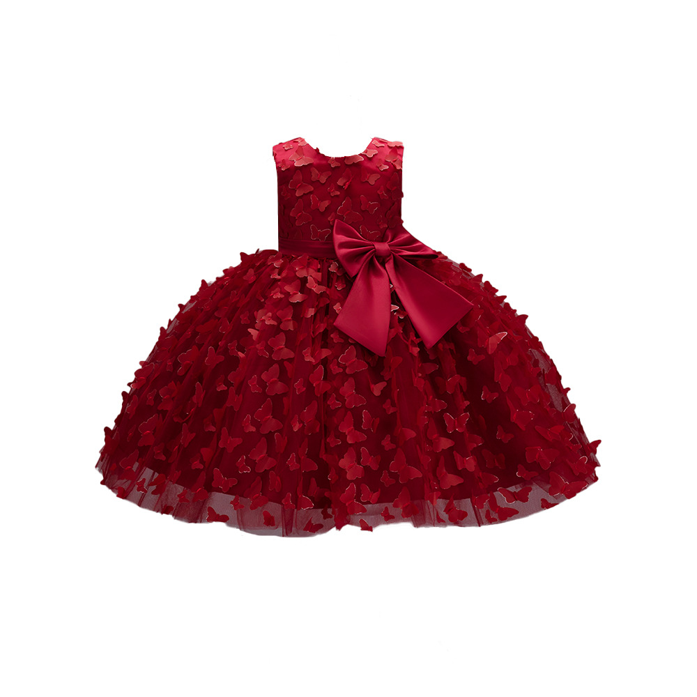 Amazon New Children's Wear Skirt Butterfly Children's Dress Puff Mesh Princess Dress Little Girl Model Show Dress