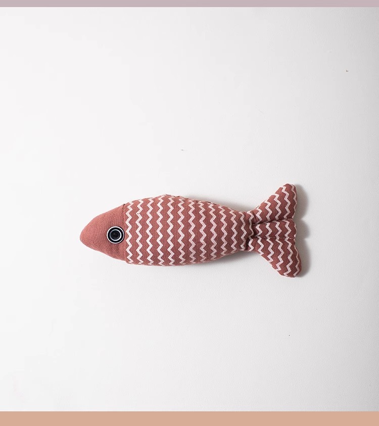 Catnip simulation fish linen cat toy self-Hi relieving stuffy bite-resistant kitten molar kitten funny cat stick cat supplies