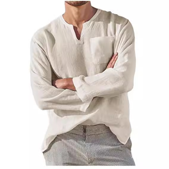 2024 cross-border foreign trade e-commerce new Amazon independent station men's shirt new long sleeve lapel men's shirt