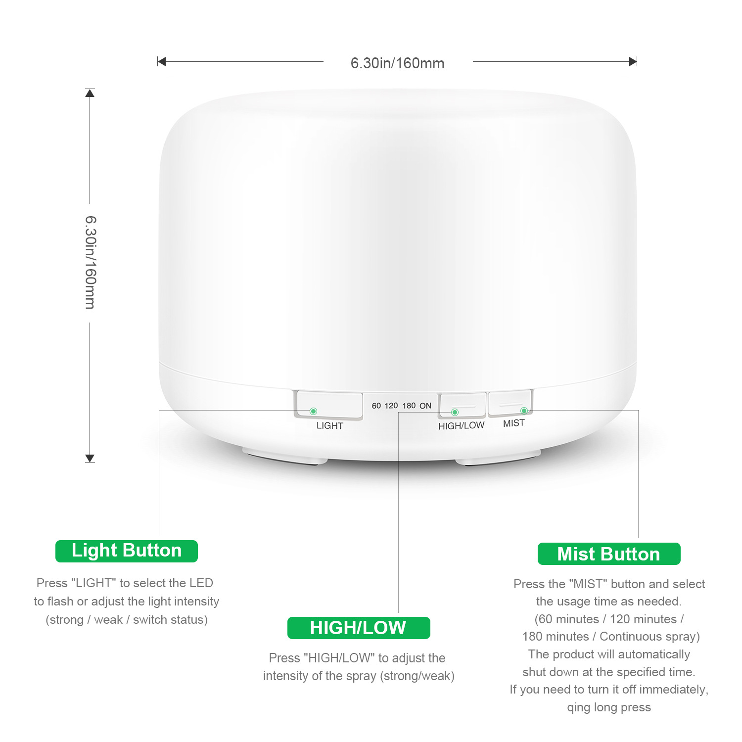 MUJI Humidifier 500ml Bedroom Desktop Colorful Aromatherapy Lamp Timing Large Capacity Ultrasonic Aromatherapy Machine