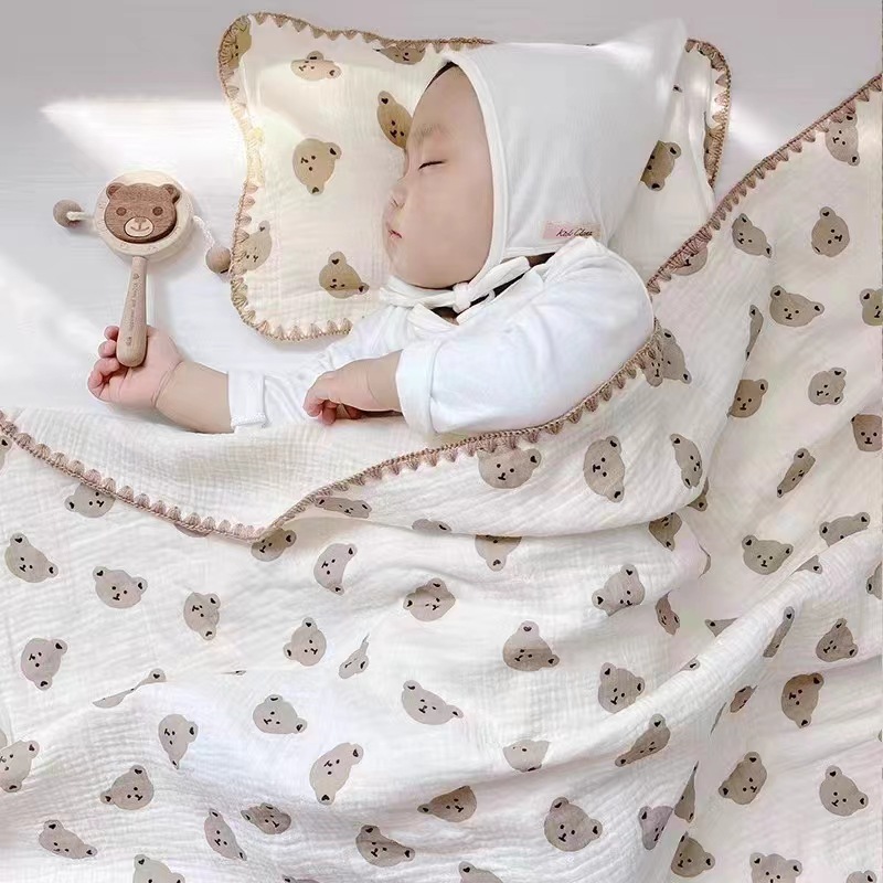 ins Korean Baby Gauze Thin Blanket Newborn Baby Bath Towel Cotton Blanket Kindergarten Lunch Break Blanket Quilt
