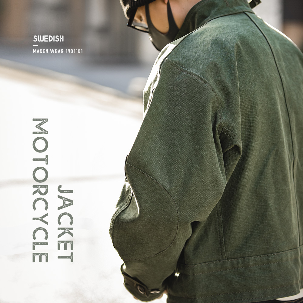 Madden Tooling vintage Swedish Motorcycle Jacket Ami Khaji Retro Hunting Army Green Jacket Men