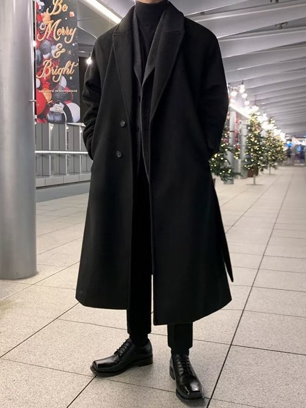 Autumn and Winter woolen overcoat men's double-layer trench coat mid-length over-the-knee Korean style high-grade cashmere woolen overcoat fashion