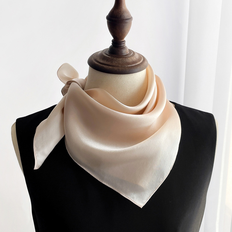 [Solid color] silk Mulberry silk small square scarf women's versatile spring and autumn scarf with suit wholesale