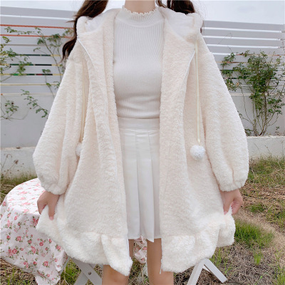 Cappotto in maglia di coniglio chic in peluche alla moda 2022 per donna autunno e inverno_voghion.com