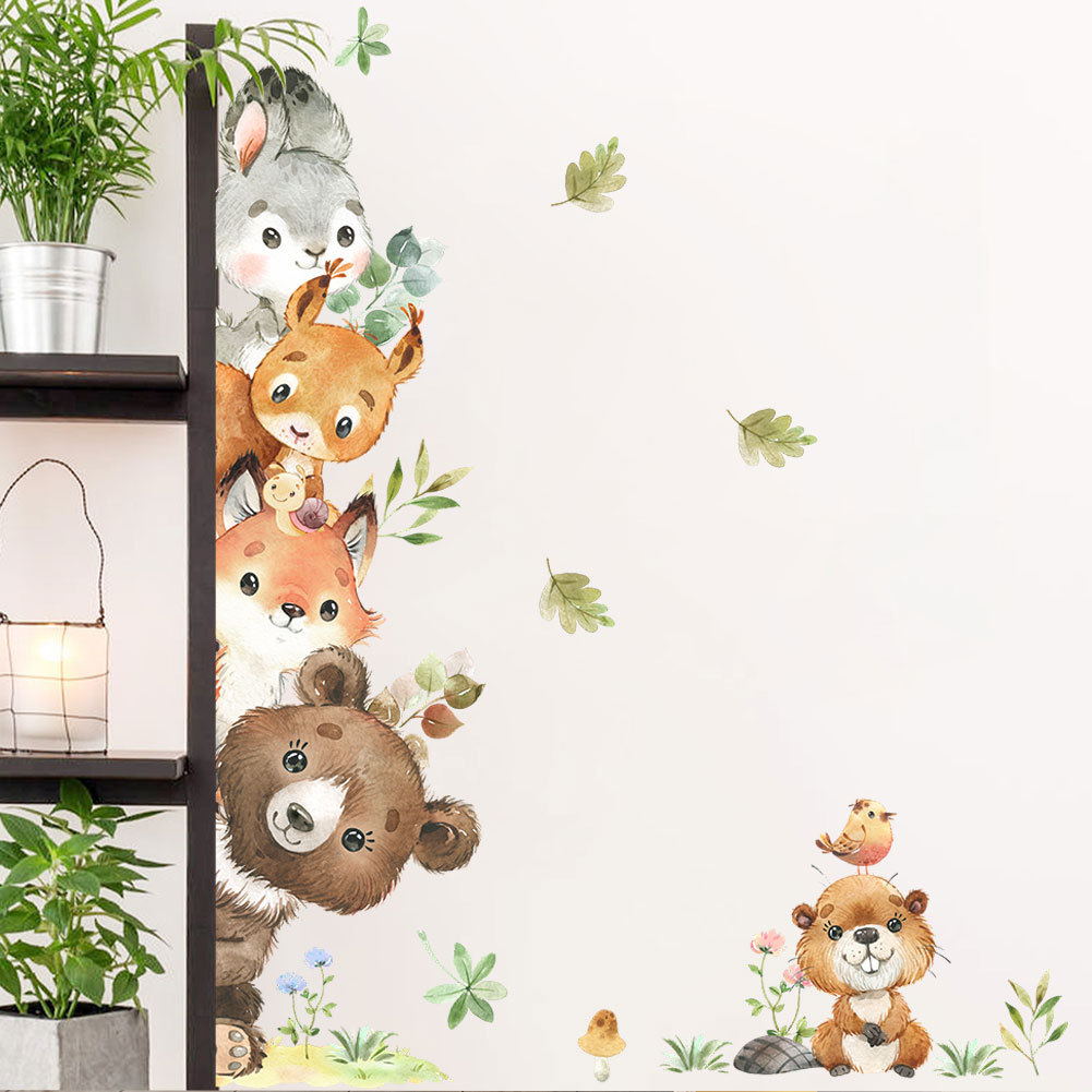 Children's room decoration door stickers cartoon bear children's room kindergarten decoration wallpaper self-adhesive removable stickers