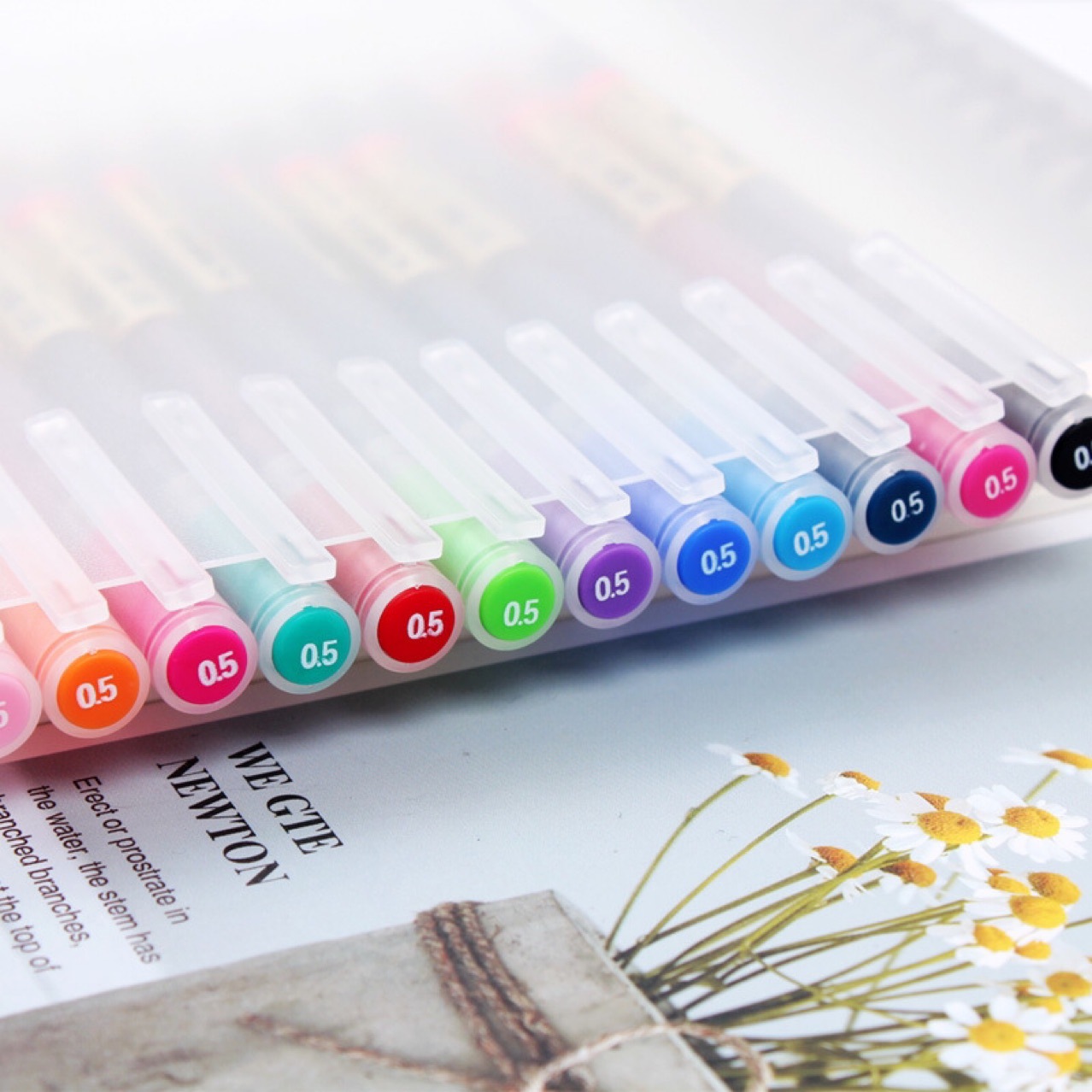 Hanku Youpin 24 Color Set Unprinted Wind 0.5mm Frosted Transparent Rod Simple Color Gel Pen Water Pen 0316
