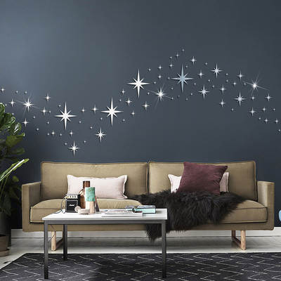 3d acrylic reflective mirror wall stickers stars art Mirror stickers bedroom living room DIY art decorative stickers