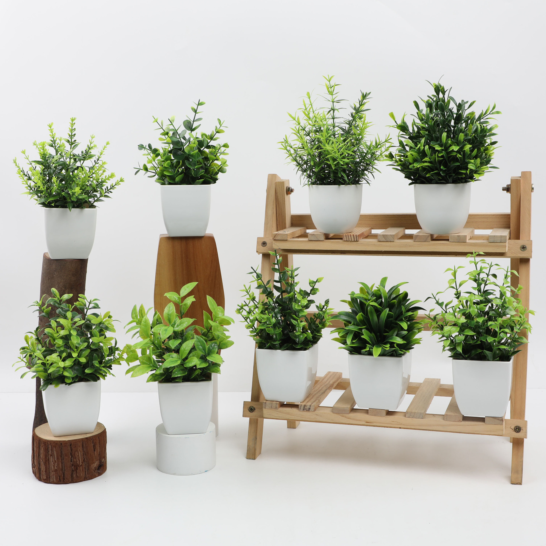 Amazon artificial potted indoor green plant finished decoration eucalyptus decorative artificial bonsai combination wholesale