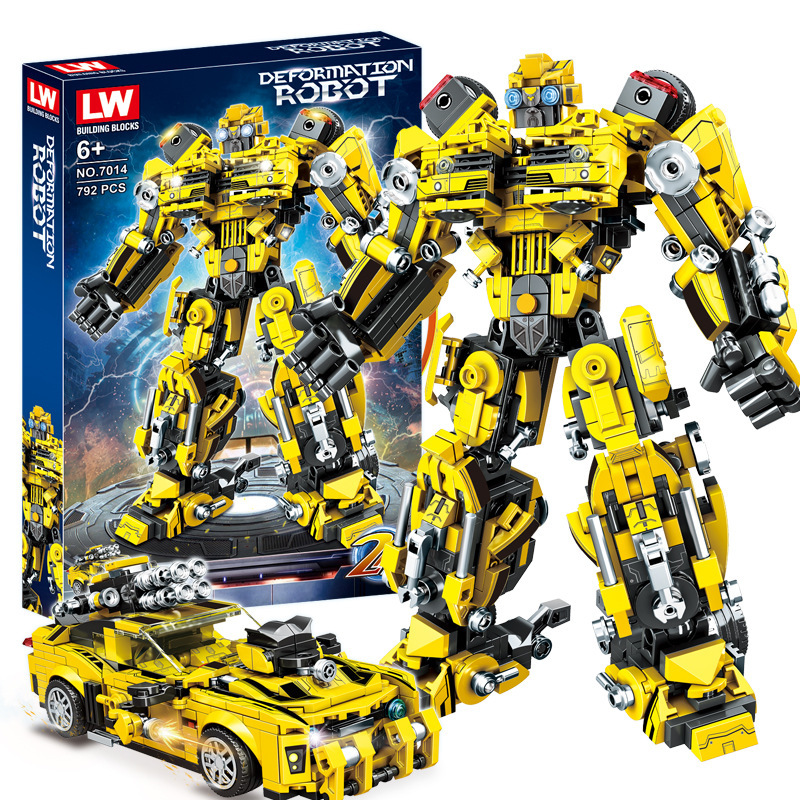 Happy LW7013-14 Hornet Car Optimus King Kong Deformed Robot King Kong Model Assembled Building Blocks Toy