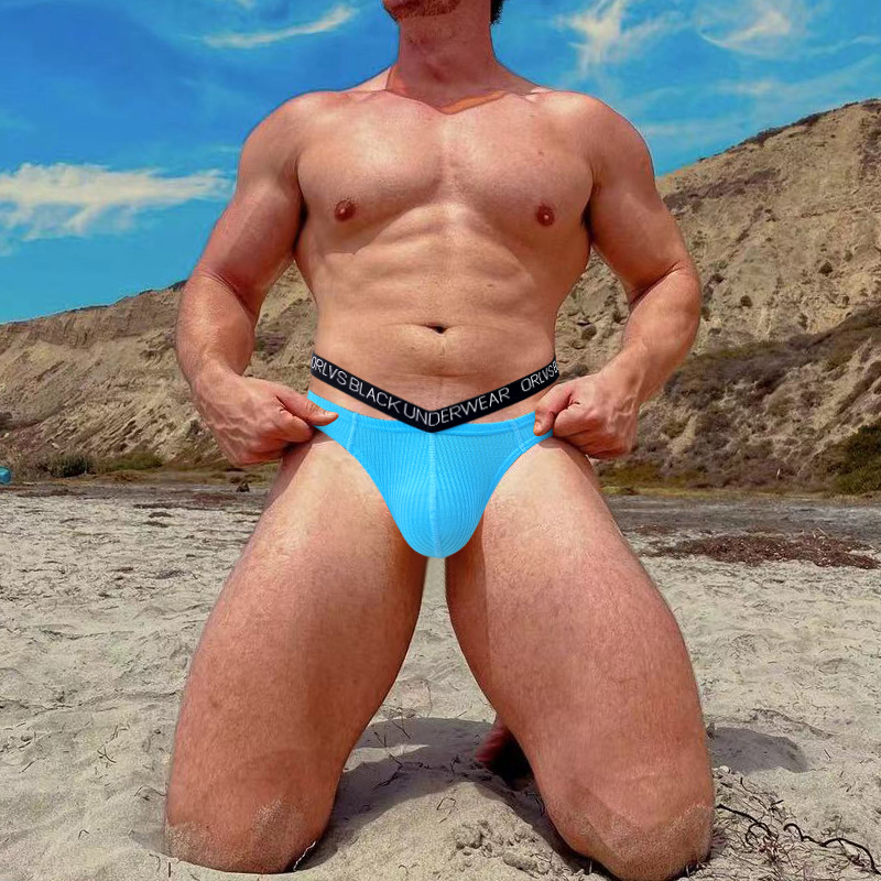 ORLVS Men's Underwear Low Waist Sexy Bikini Breathable U Convex Pocket Pants Men's OR6312A