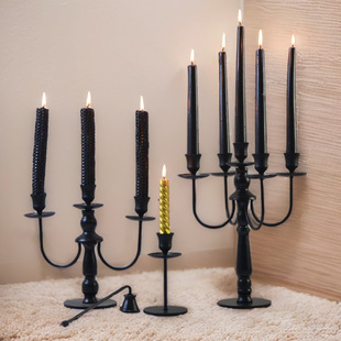 European Style Candlestick Ornaments Hotel Wedding Iron Candlestick Three Five Romantic Candlelight Dinner Elegant Black Candle Holder