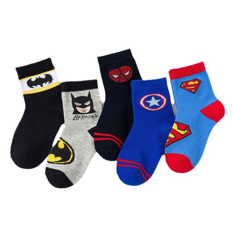 Boys' mid-tube socks spring and autumn children's socks boys' mid-size children's baby cotton socks thin cartoon