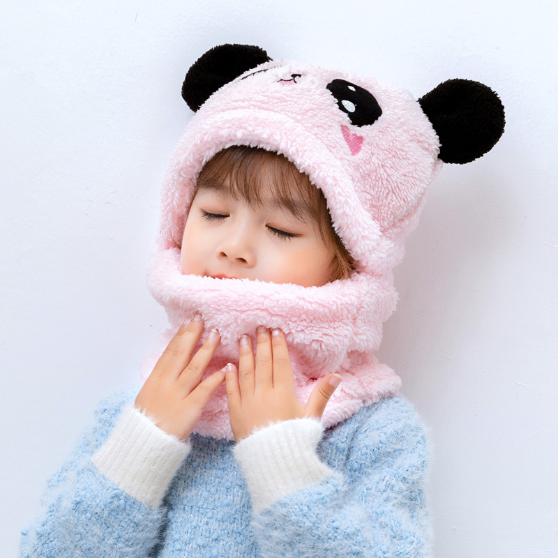 Children's hat autumn and winter boys and girls ear protection cap scarf one-piece cute super cute baby ear cotton cap warm windproof